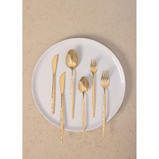 The Mia Shiny Çatal Kaşık Bıçak Takımı Gold 36 Parça
