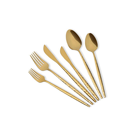 The Mia Shiny Çatal Kaşık Bıçak Takımı Gold 36 Parça