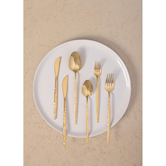 The Mia Shiny Çatal Kaşık Bıçak Takımı Gold 36 Parça