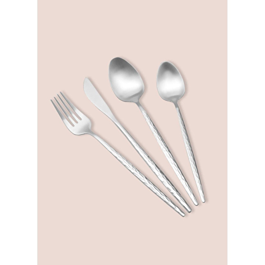 The Mia Shiny Çatal Kaşık Bıçak Takımı Mat Gümüş 24 Parça