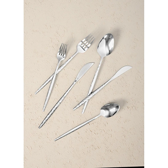 The Mia Shiny Çatal Kaşık Bıçak Takımı Gümüş 24 Parça