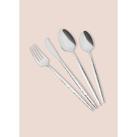 The Mia Shiny Çatal Kaşık Bıçak Takımı Gümüş 24 Parça