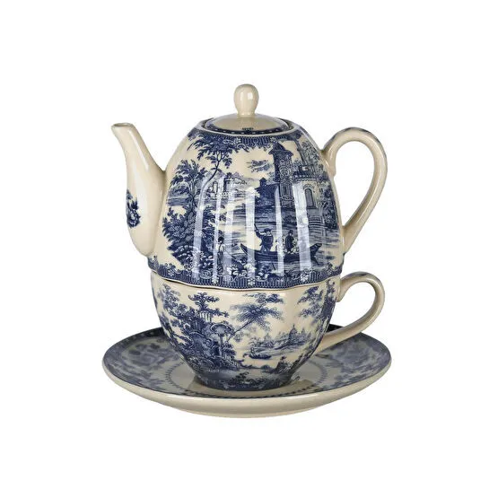 Lucky Art Florantine Tek Ki̇şi̇li̇k Çay Seti̇ Mavi̇