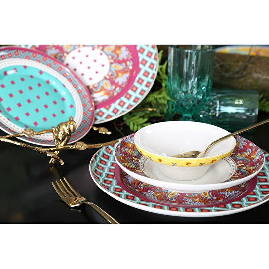 Lucky Art Eli̇ana Desenli̇ New Bone Chi̇na Porselen 24 Parça Yemek Takimi