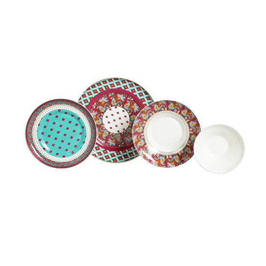 Lucky Art Eli̇ana Desenli̇ New Bone Chi̇na Porselen 24 Parça Yemek Takimi