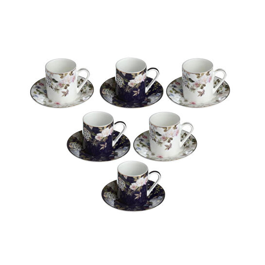 Lucky Art Fleurisse Bone 6li Kahve Fincani Seti