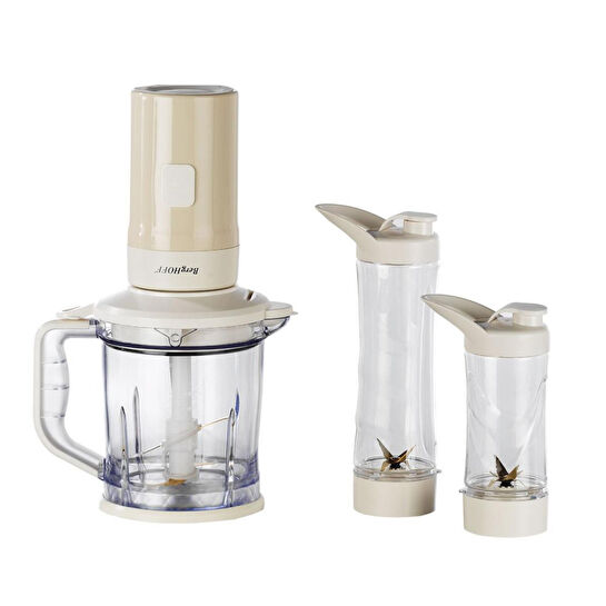 Berghoff Gem Retro 700 W Kişisel Blender & Doğrayıcı – 1,2 L Titanyum Bıçaklı Hazne, Bakır AC Motor | Vanilya Krem