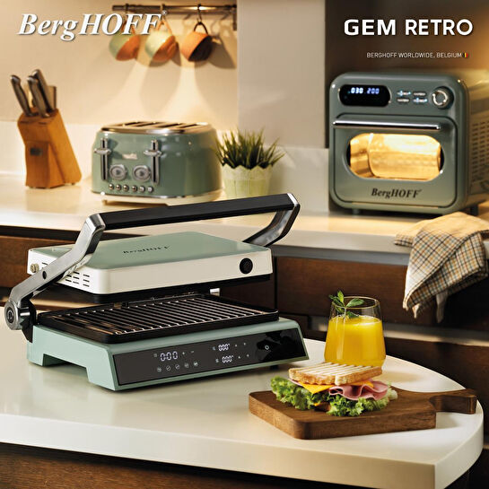 Berghoff Gem Retro 18 L Air Fryer & Fırın – 1400 W, 18 Program, Low-E Çift Cam | Mint Yeşil