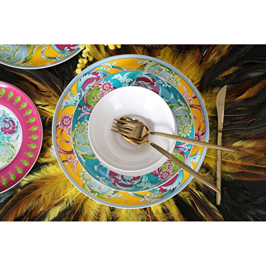 Lucky Art Estelle Çi̇çek Desenli̇ New Bone Chi̇na Porselen 24 Parça Yemek Takimi