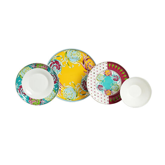 Lucky Art Estelle Çi̇çek Desenli̇ New Bone Chi̇na Porselen 24 Parça Yemek Takimi