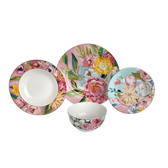 Lucky Art Peony Bone 24 Parça Yemek Takimi