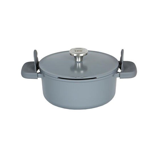 Berghoff Leo Phantom Kapakli Yapişmaz Tencere 24 Cm + Kizartma Tavasi 24 Cm Smoked Grey