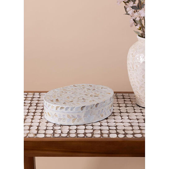 The Mia Sedef Yuvarlak Kutu 30x23x8 Cm Tlc0074