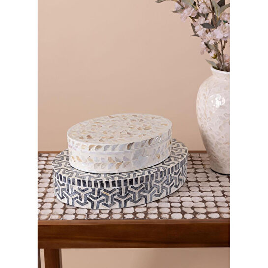 The Mia Sedef Yuvarlak Kutu 30x23x8 Cm Tlc0074