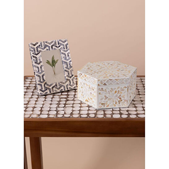 The Mia Sedef Altıgen Kutu 24x21x12 Cm Tlc0076