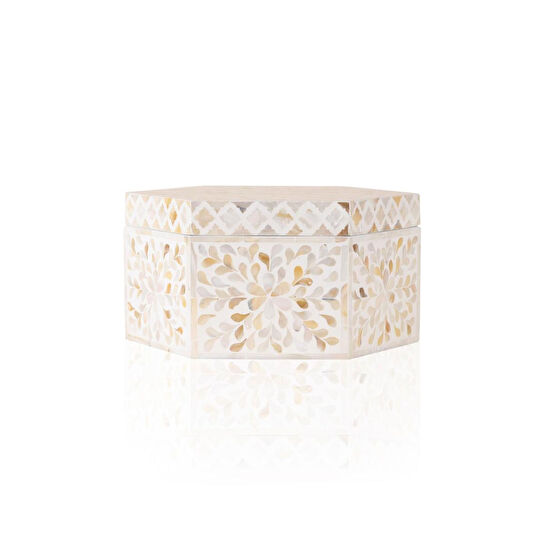 The Mia Sedef Altıgen Kutu 28x24x14 Cm Tlc0075