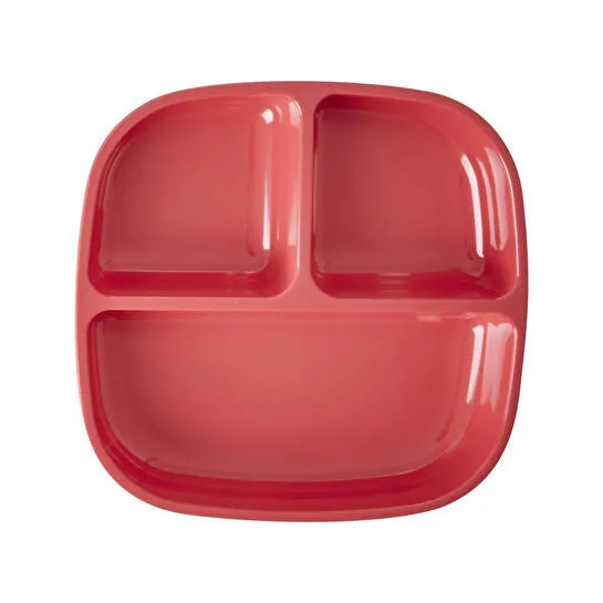Rice Melamin 3 Bölmeli Mama Tabağı - Kırmızı