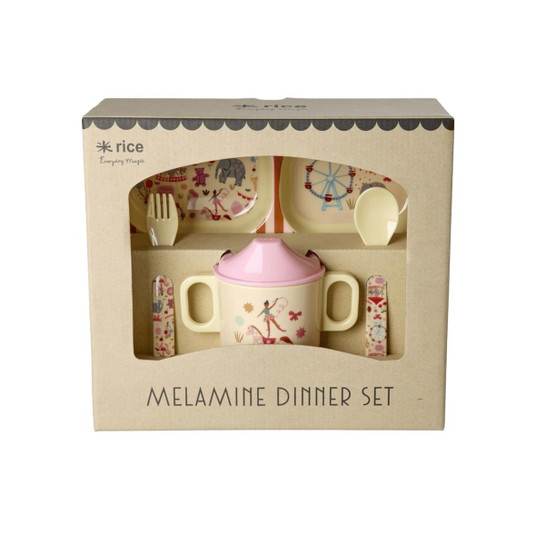 Rice Melamin Çocuk Yemek Seti - Pembe Lunapark