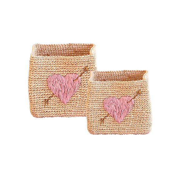 Rice Rafya Sepet - Pembe Kalp