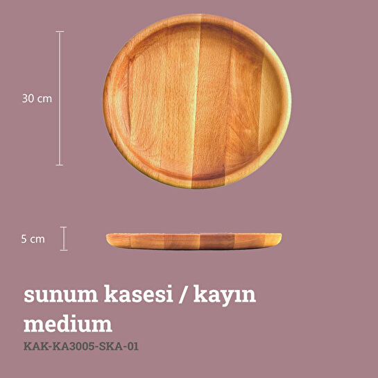 Kaf Ahşap Sunum Kasesi Kayın - M