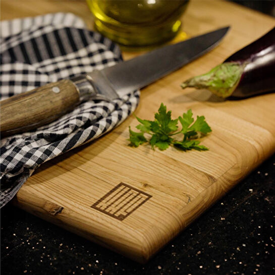 Kaf Ahşap Lüks Kesme Tahtası Kestane - M