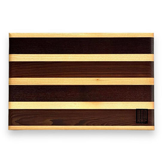 Kaf Ahşap Lüks Kesme Tahtası Dişbudak Siyah&Beyaz - M