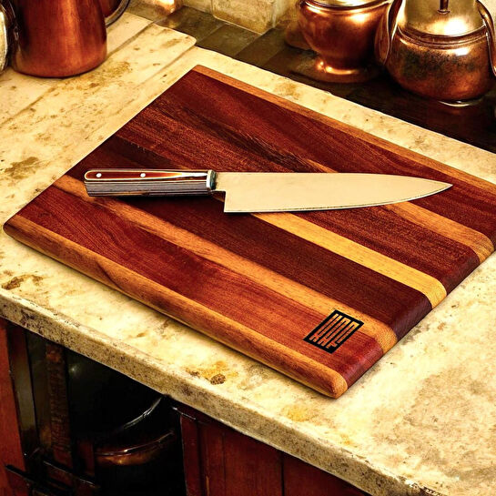 Kaf Ahşap Lüks Kesme Tahtası Sapelli - M