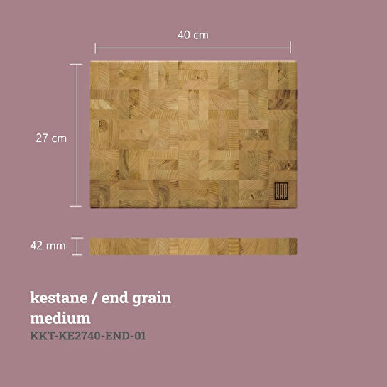 Kaf Ahşap Kesme Tahtası Kestane (End Grain) - M