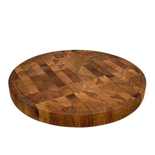Kaf Ahşap Kesme Tahtası Meşe Daire (End Grain) - XL