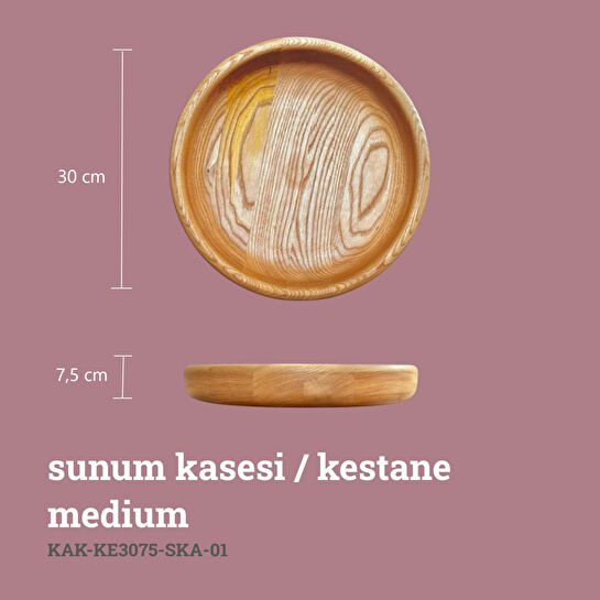 Kaf Ahşap Sunum Kasesi Kestane - M