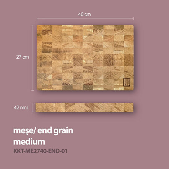 Kaf Ahşap Kesme Tahtası Meşe (End Grain) - M