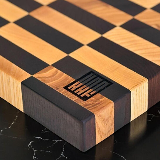 Kaf Ahşap Kesme Tahtası Dişbudak Siyah&beyaz (End Grain) - L