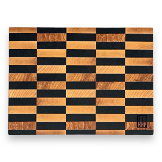 Kaf Ahşap Kesme Tahtası Dişbudak Siyah&beyaz (End Grain) - L