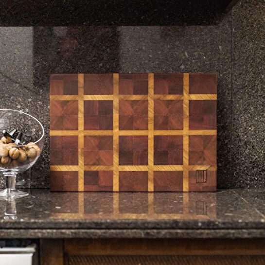 Kaf Ahşap Kesme Tahtası Sapelli (End Grain) - L