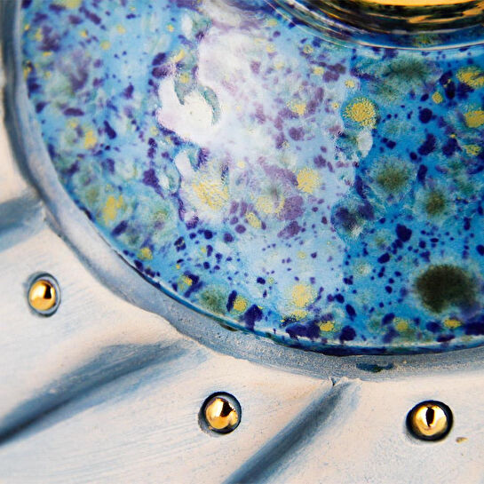 Coho Objet Coho Art Bereket Altın Gözlü Seramik Masaüstü El Yapımı Dekortif Heykel