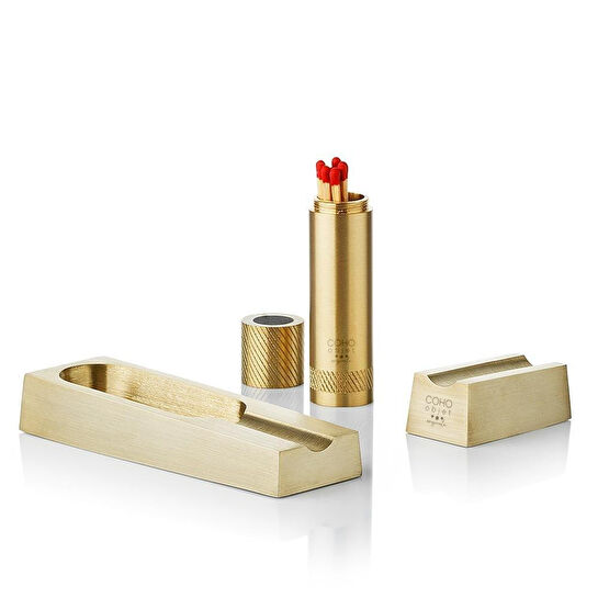 Coho Objet Coho Patron Inception Edition Pirinç Puro Küllük & Kibritlik & Puro Stand Seti