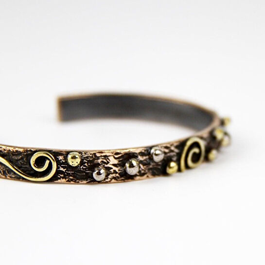 Coho Objet Coho Tılsım Bakır El İşleme Damla Bileklik