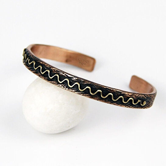 Coho Objet Coho Tılsım Burgu & Waves El İşleme Bakır Bileklik Seti
