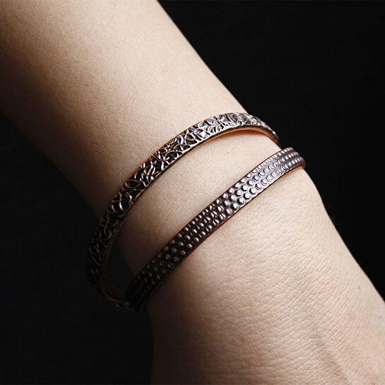 Coho Objet Coho Tılsım El Yapımı Antique Desenli Bakır Bileklik