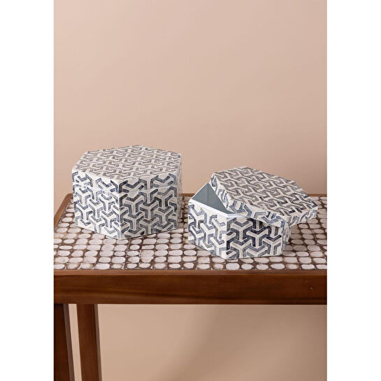 The Mia Sedef Altıgen Kutu 24x21x12 Cm Tlc0092