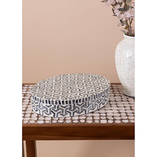 The Mia Sedef Yuvarlak Kutu 40x30x8 Cm Tlc0089