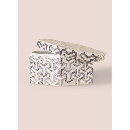 The Mia Sedef Altıgen Kutu 28x24x14 Cm Tlc0091