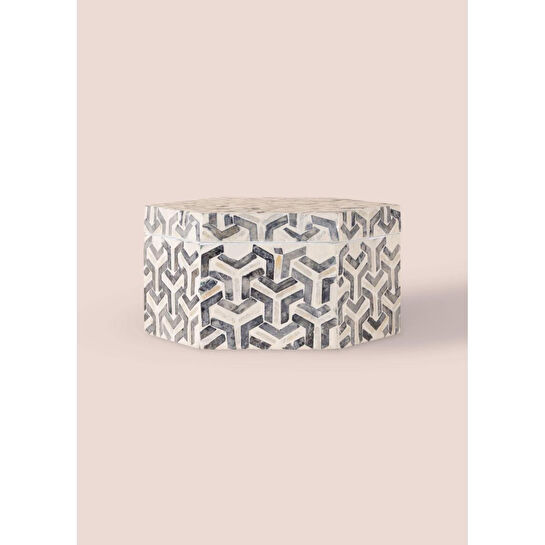 The Mia Sedef Altıgen Kutu 28x24x14 Cm Tlc0091