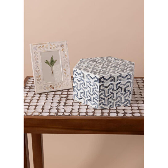 The Mia Sedef Altıgen Kutu 28x24x14 Cm Tlc0091