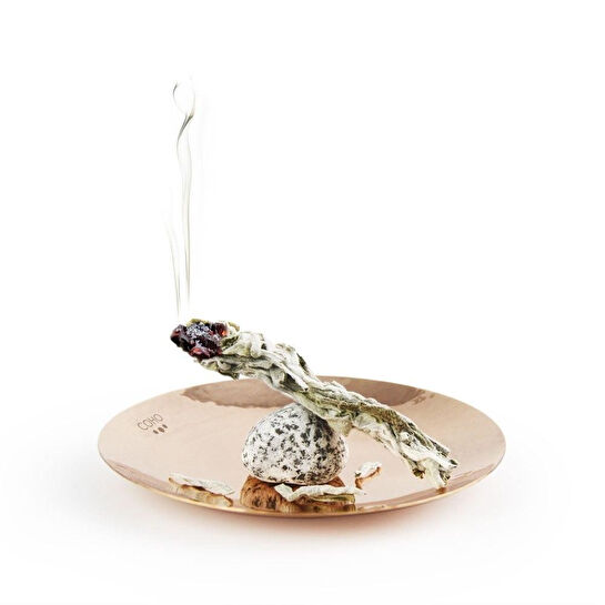 Coho Objet Coho Artisan Namaste Dövme Bakır Mini Tütsü Tabağı