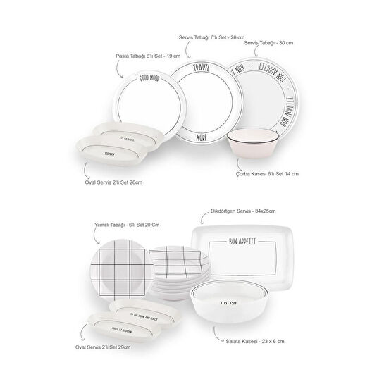 The Mia Daily Tunes Yemek Takımı 6 Kişilik 31 Parça