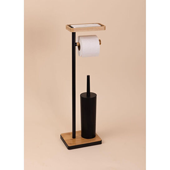 The Mia Tepsili Ve Fırçalı Tuvalet Kağıdı Standı Siyah 759
