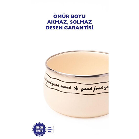 Emaylab Mood Ahşap Saplı Emaye Haşlama Tavası 18cm (2,2 Li̇tre)