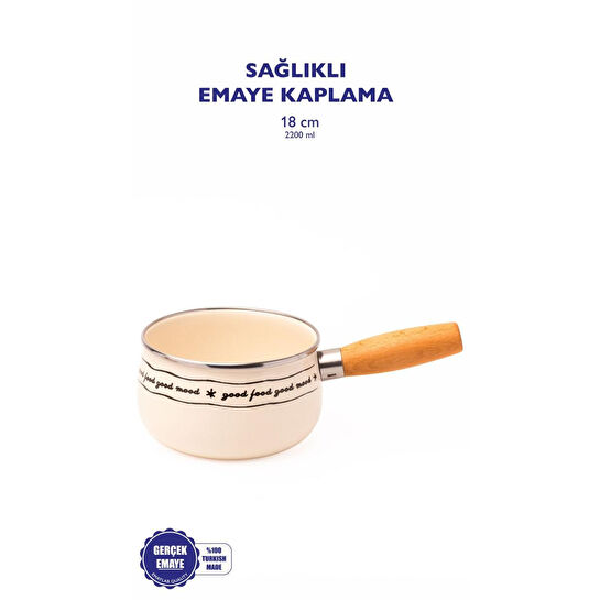 Emaylab Mood Ahşap Saplı Emaye Haşlama Tavası 18cm (2,2 Li̇tre)