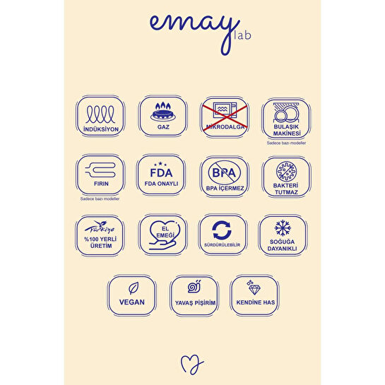 Emaylab Black Cupid Ahşap Saplı Kalp Desenli Emaye Sos Tavası 1,3 Litre